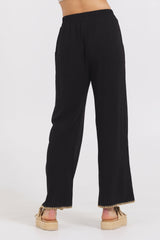 Black Wide Leg Pant w/ Tan Whip Stitch | Vintage Havana Clothing