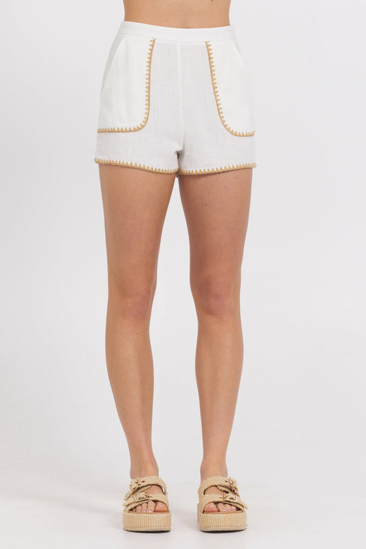 High Waisted Shorts w/ Tan Whip Stitch | Vintage Havana Women