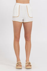 High Waisted Shorts w/ Tan Whip Stitch | Vintage Havana Clothing