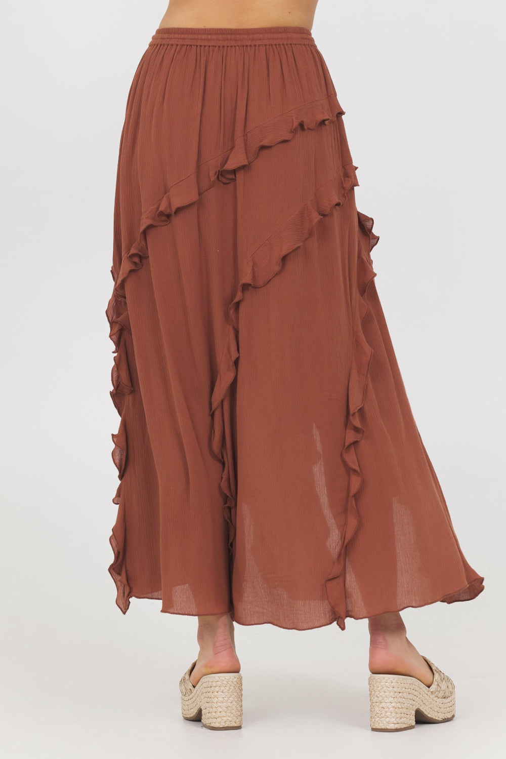 Sedona Sand Ruffle Maxi Skirt | Vintage Havana Clothing