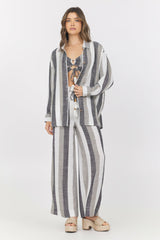 Lightweight Metallic Stripe Button Down | Vintage Havana Clothing