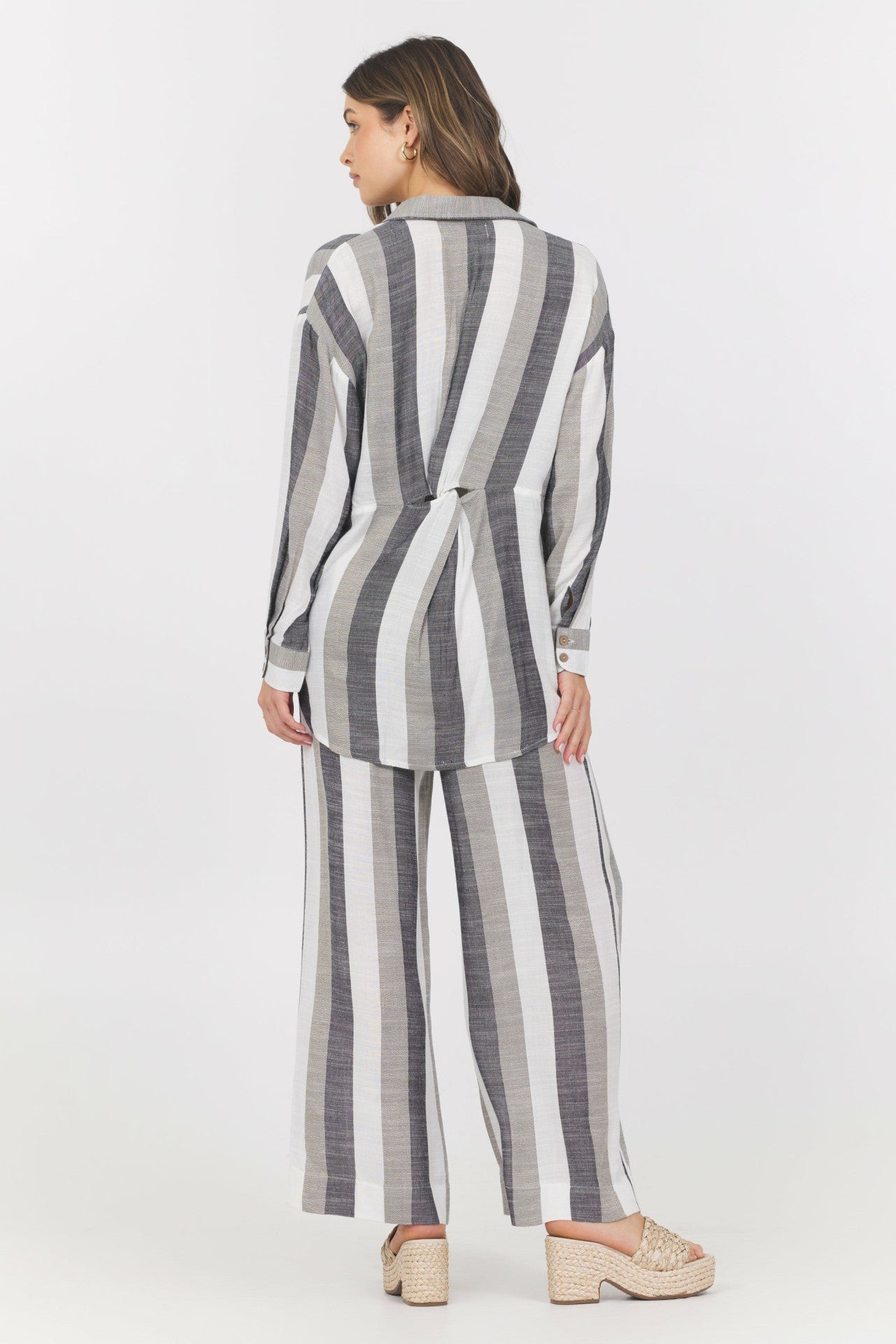 Lightweight Metallic Stripe Button Down | Vintage Havana Clothing