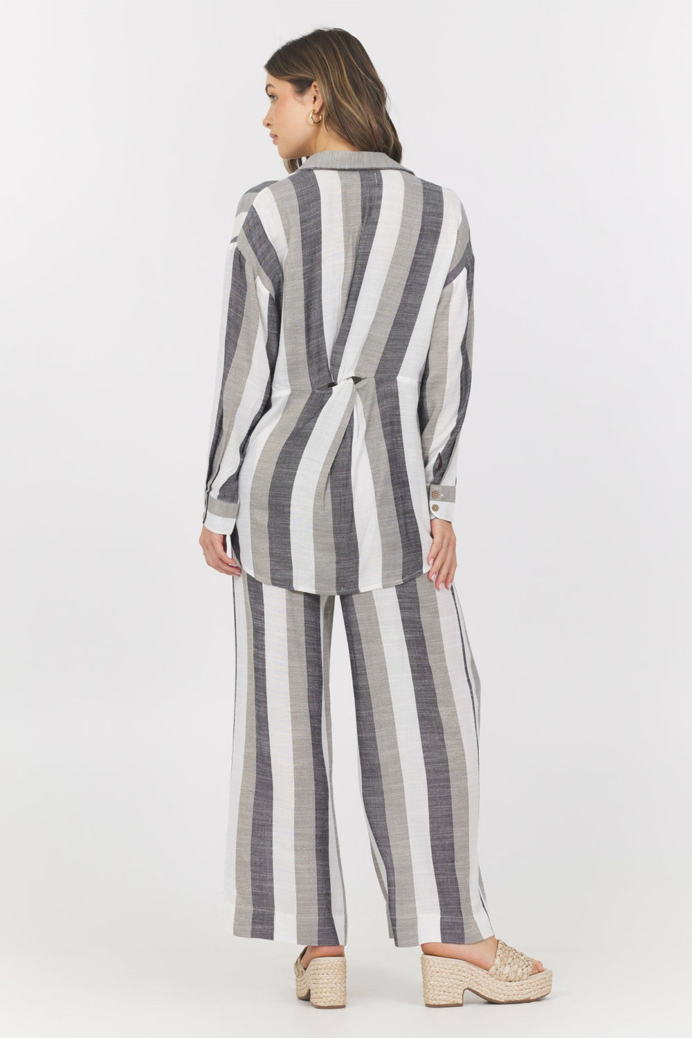 Lightweight Metallic Stripe Button Down | Vintage Havana Clothing