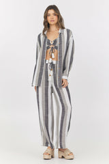 Lightweight Metallic Stripe Button Down | Vintage Havana Clothing