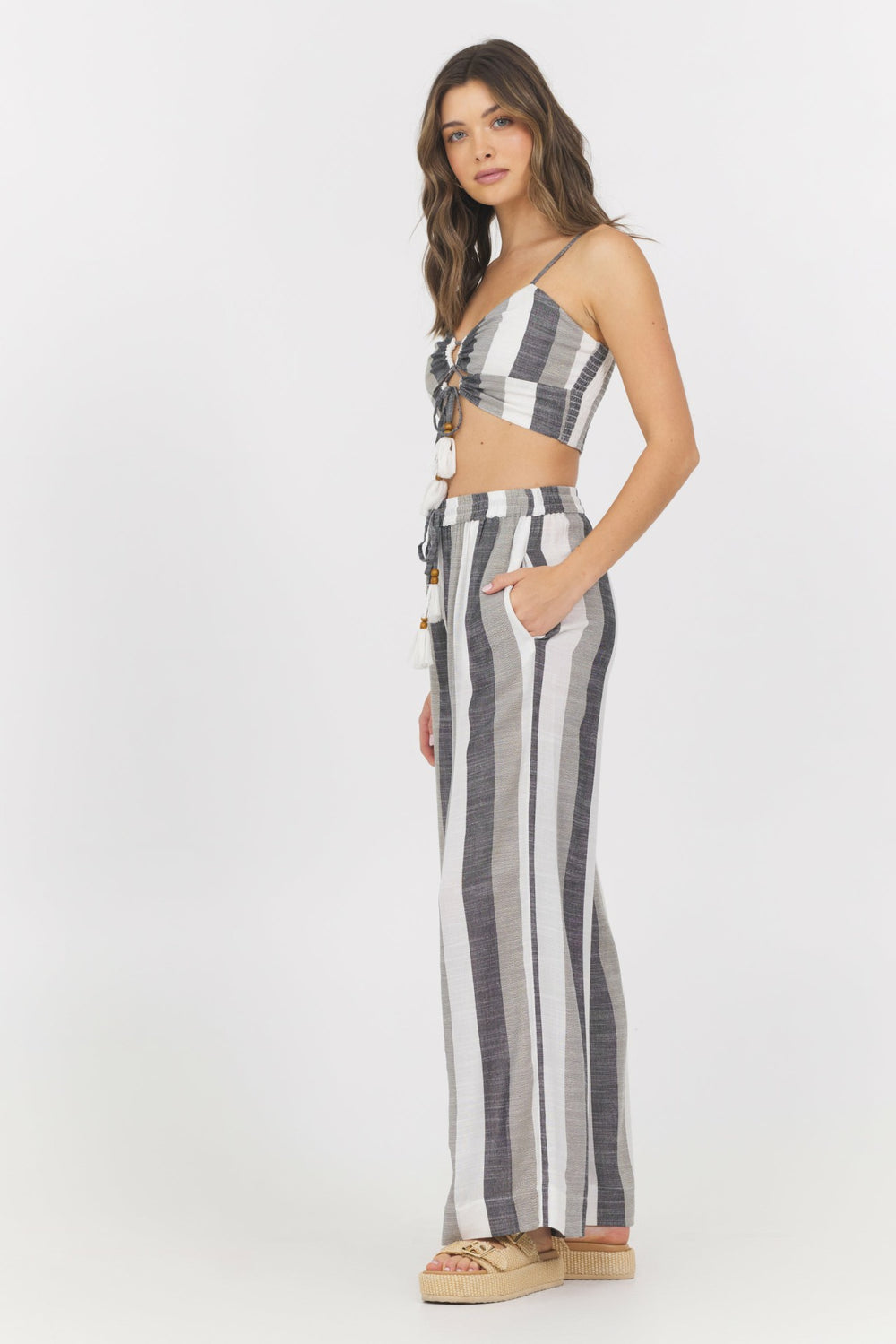 Metallic Stripe Cut Out Tank | Vintage Havana Clothing