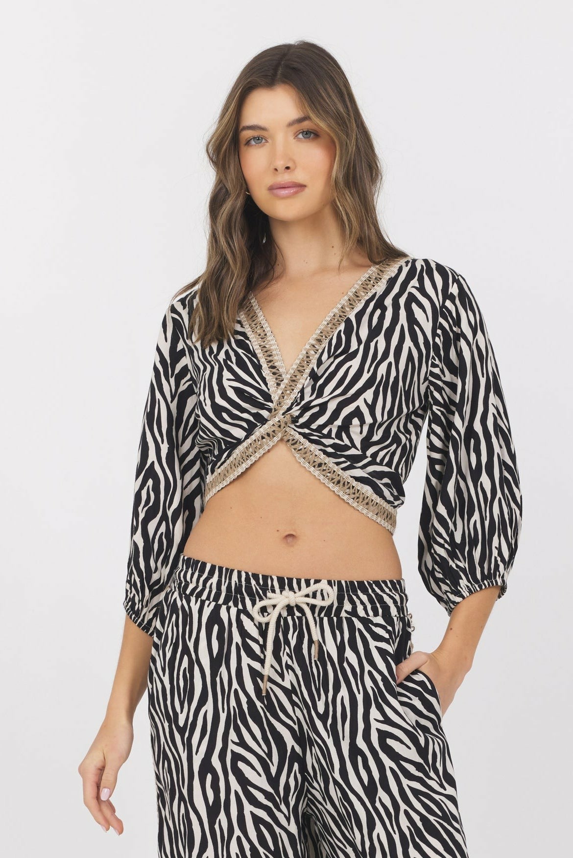 Animal Print Twist Front Top | Vintage Havana Clothing