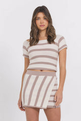 Short Sleeve Striped Sweater | Vintage Havana Clothing