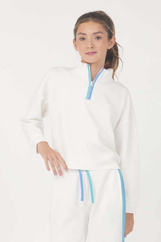 Color Block Cloud Quarter Zip | Vintage Havana Clothing