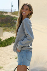 "Darlin" Heather Grey Surf Wash Crewneck | Vintage Havana Clothing