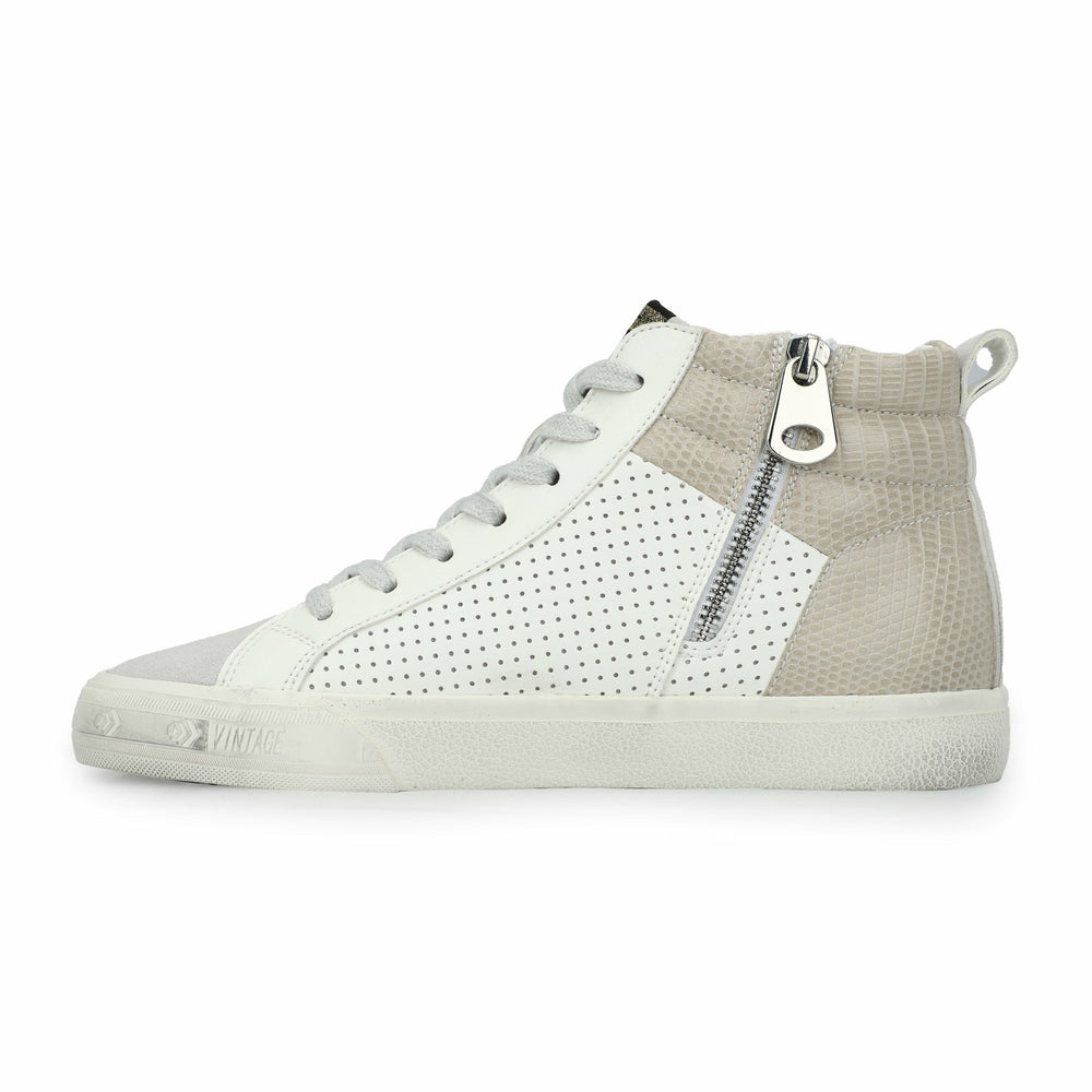 HAILEY - WHITE/TAUPE PEBBLED MULTI | Vintage Havana Shoes