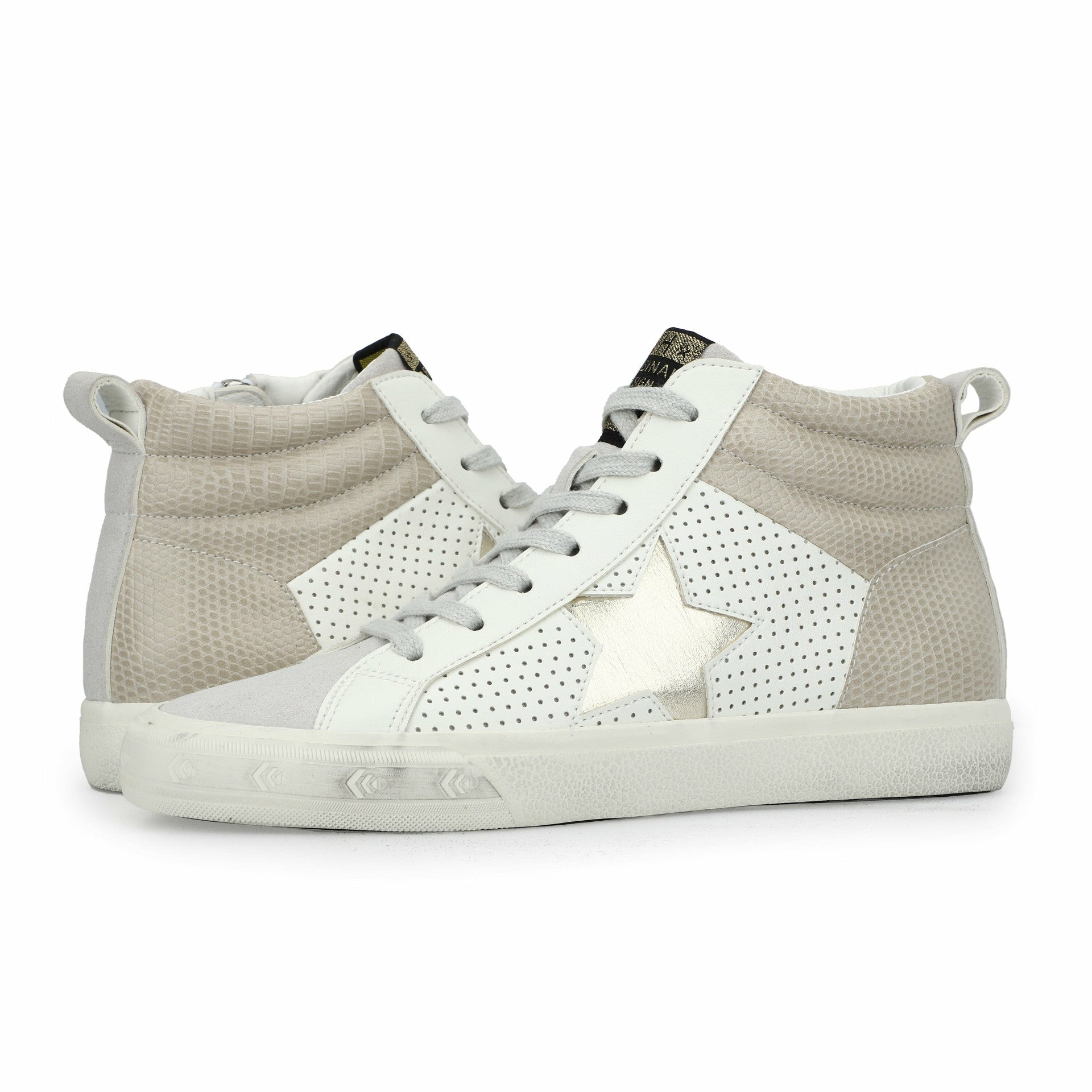 HAILEY - WHITE/TAUPE PEBBLED MULTI | Vintage Havana Shoes