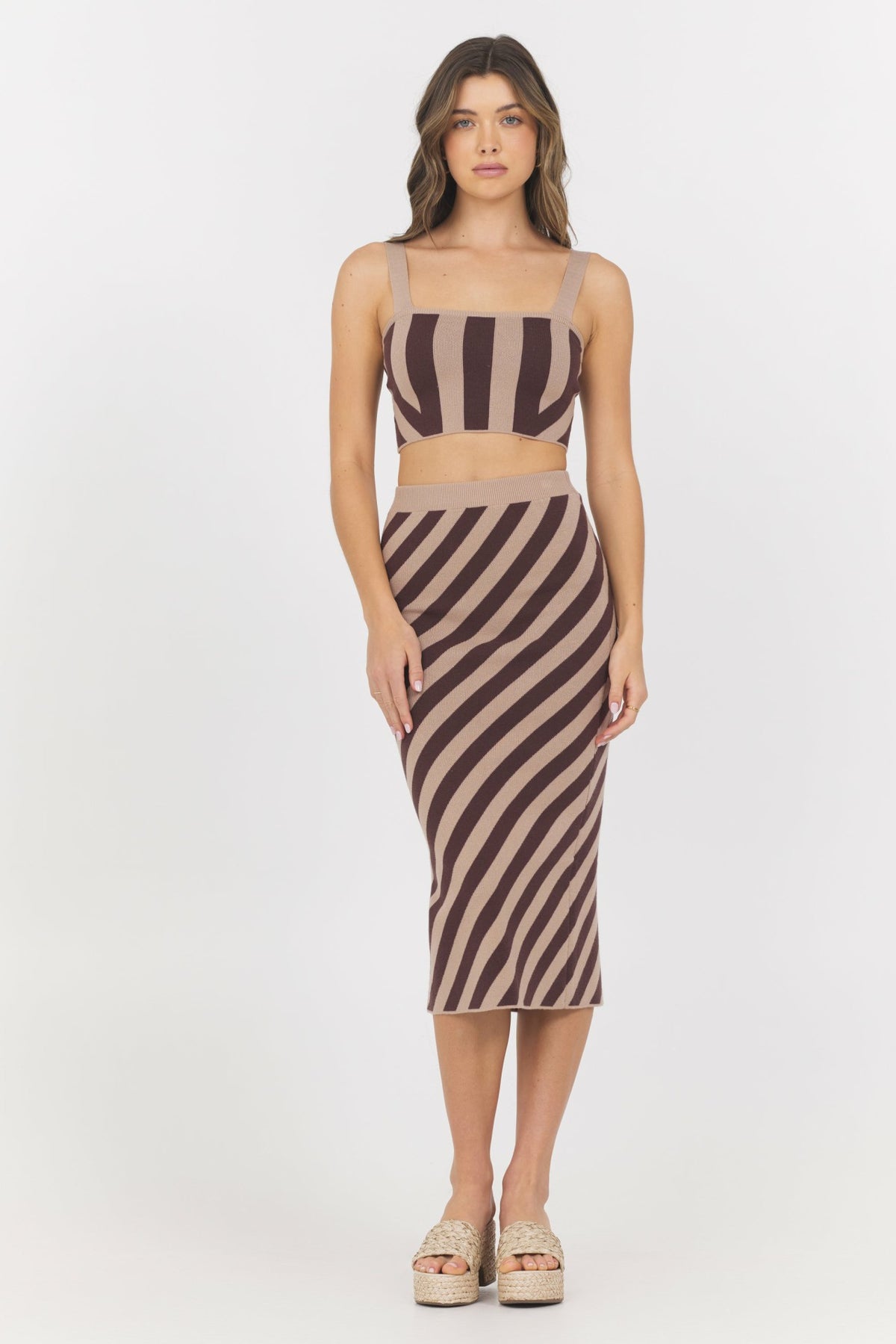 Striped Knit Tank + Skirt 2-Piece Set | Vintage Havana Clothing