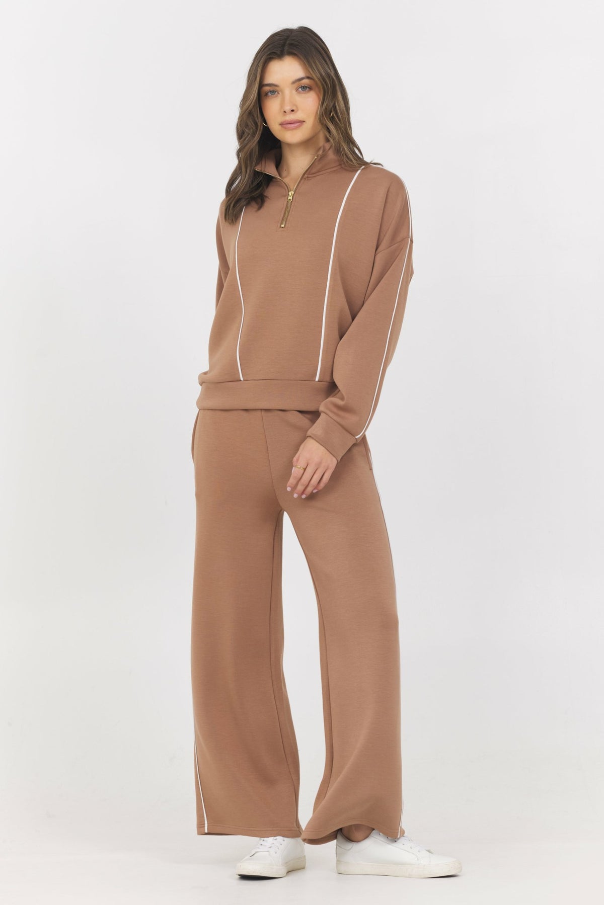 Cloud Wide Leg Pant + Quarter Zip 2-Piece Set | Vintage Havana Clothing