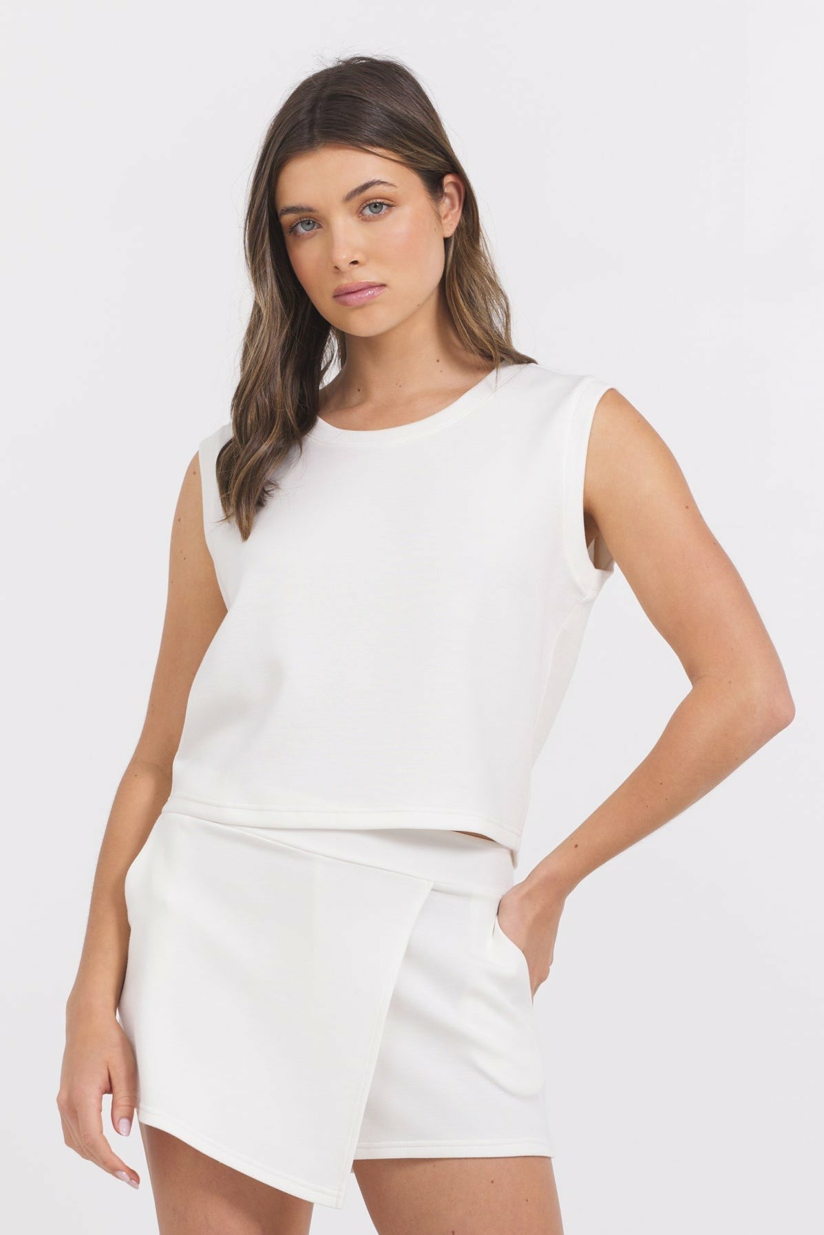 Egg Shell Cloud Skort + Tank 2-Piece Set | Vintage Havana Clothing