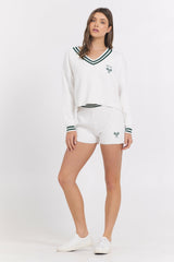 Varsity Knit Shorts + V-Neck 2-Piece Set | Vintage Havana Clothing