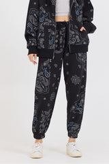 Black Bandana Printed Crew + Jogger 2-Piece Set | Vintage Havana Clothing