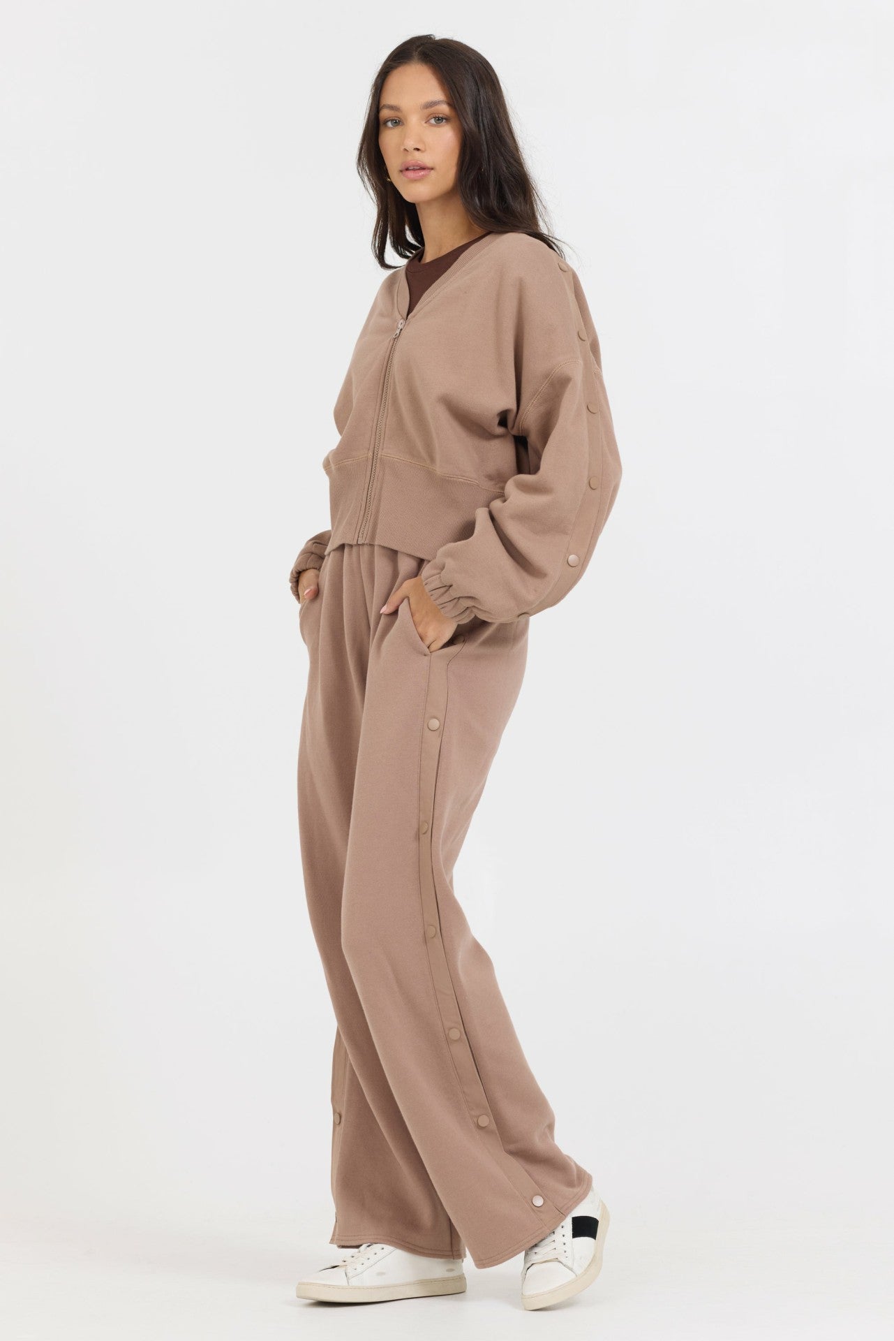 Caramel Latte Pant + Zip Up 2-Piece Set | Vintage Havana Clothing