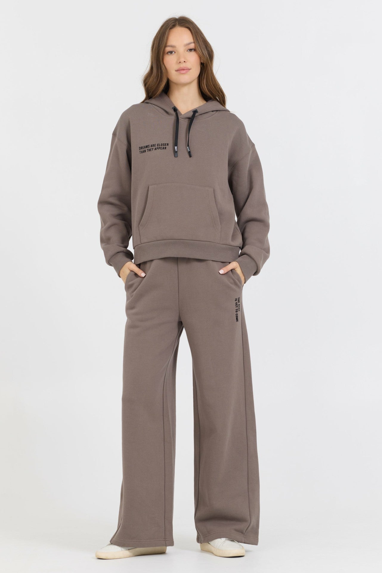 Taupe Grey Pant + Hoodie 2-Piece Set | Vintage Havana Clothing