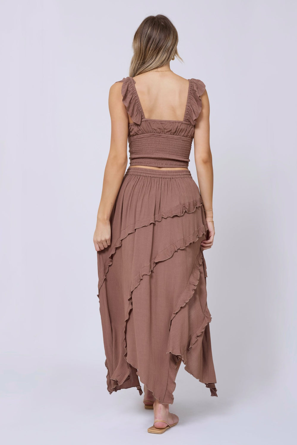 Washed Mocha Skirt + Top 2-Piece Set | Vintage Havana Clothing