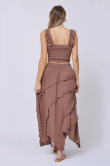 Washed Mocha Skirt + Top 2-Piece Set | Vintage Havana Clothing