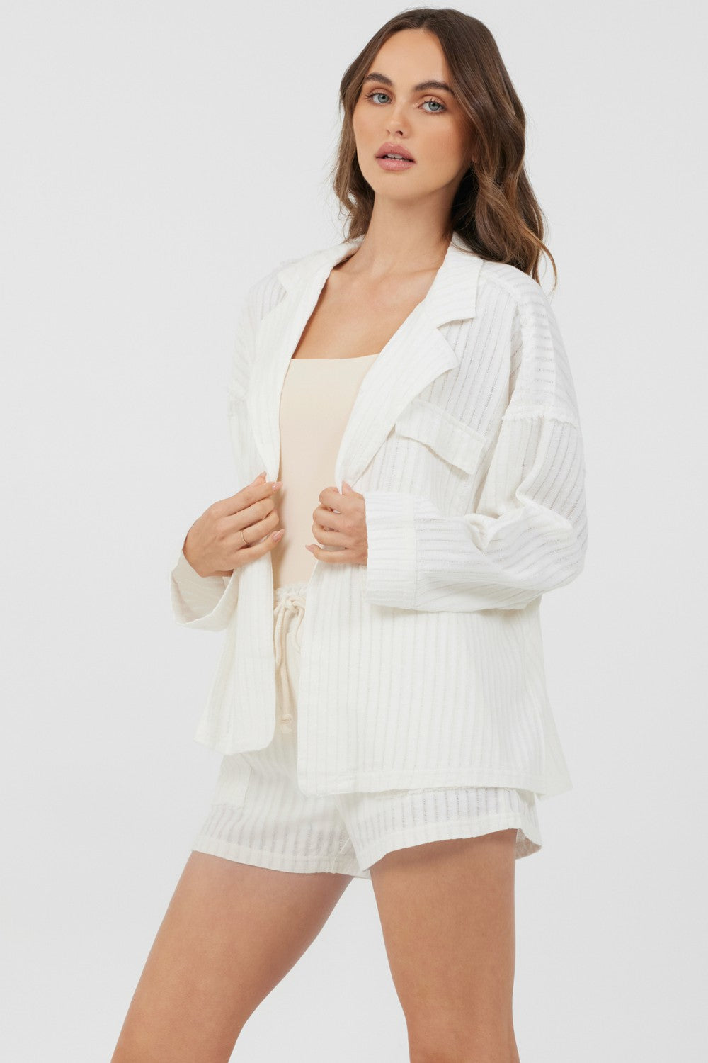 White Cotton Shorts + Blazer 2-Piece Set | Vintage Havana Clothing