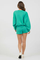 Caribbean Turquoise Shorts + Crew 2-Piece Set | Vintage Havana Clothing
