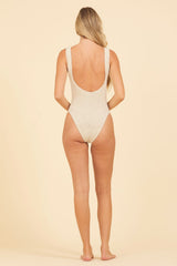 SURF White w/ Gold Kirinkle by SG Standard Tank One Piece | Vintage Havana Clothing