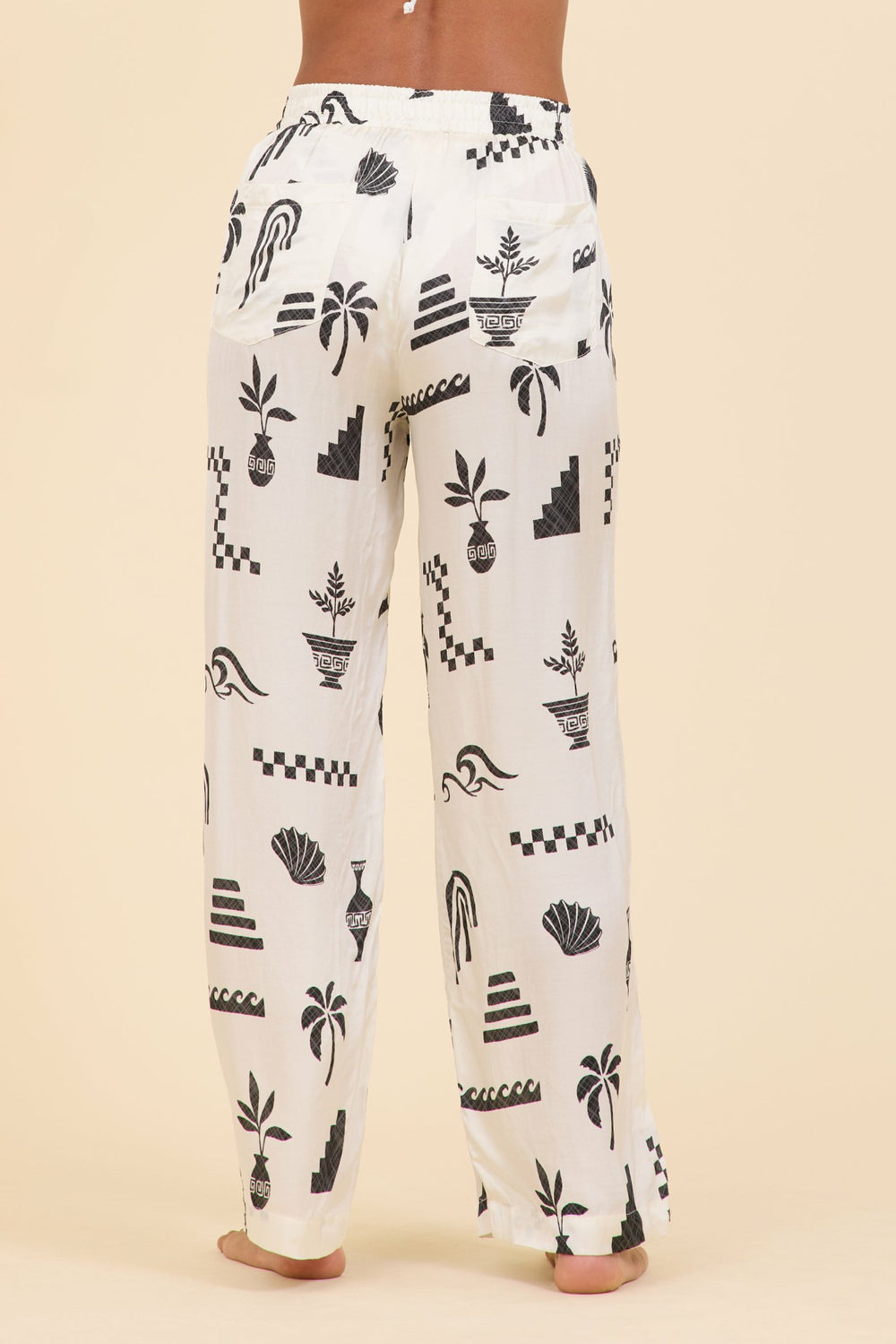 SURF Beach Vibe Printed Satin Wide Leg Pant | Vintage Havana Clothing