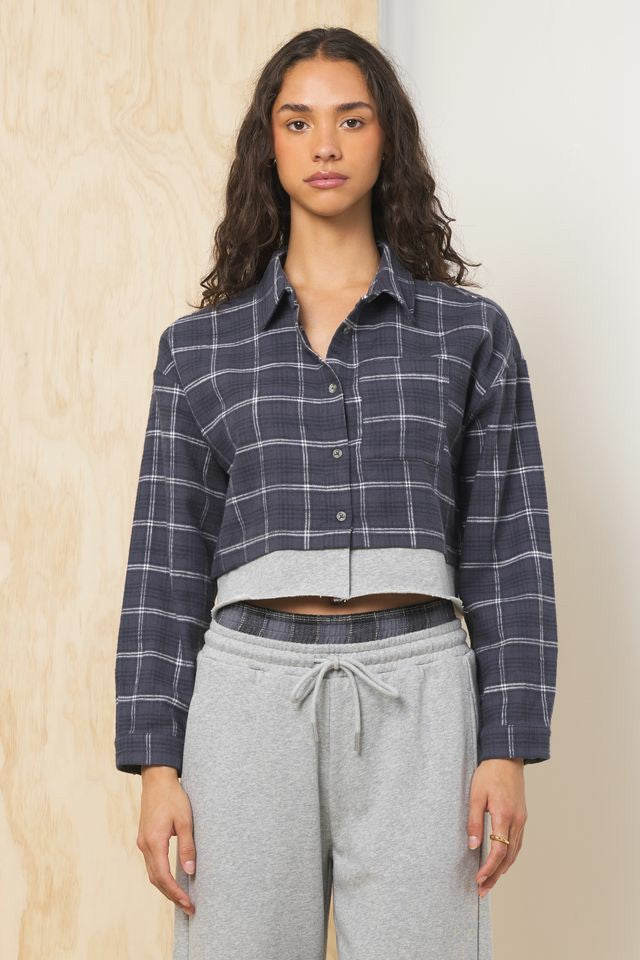 Flannel Shirt w/ French Terry Hem | Vintage Havana Clothing