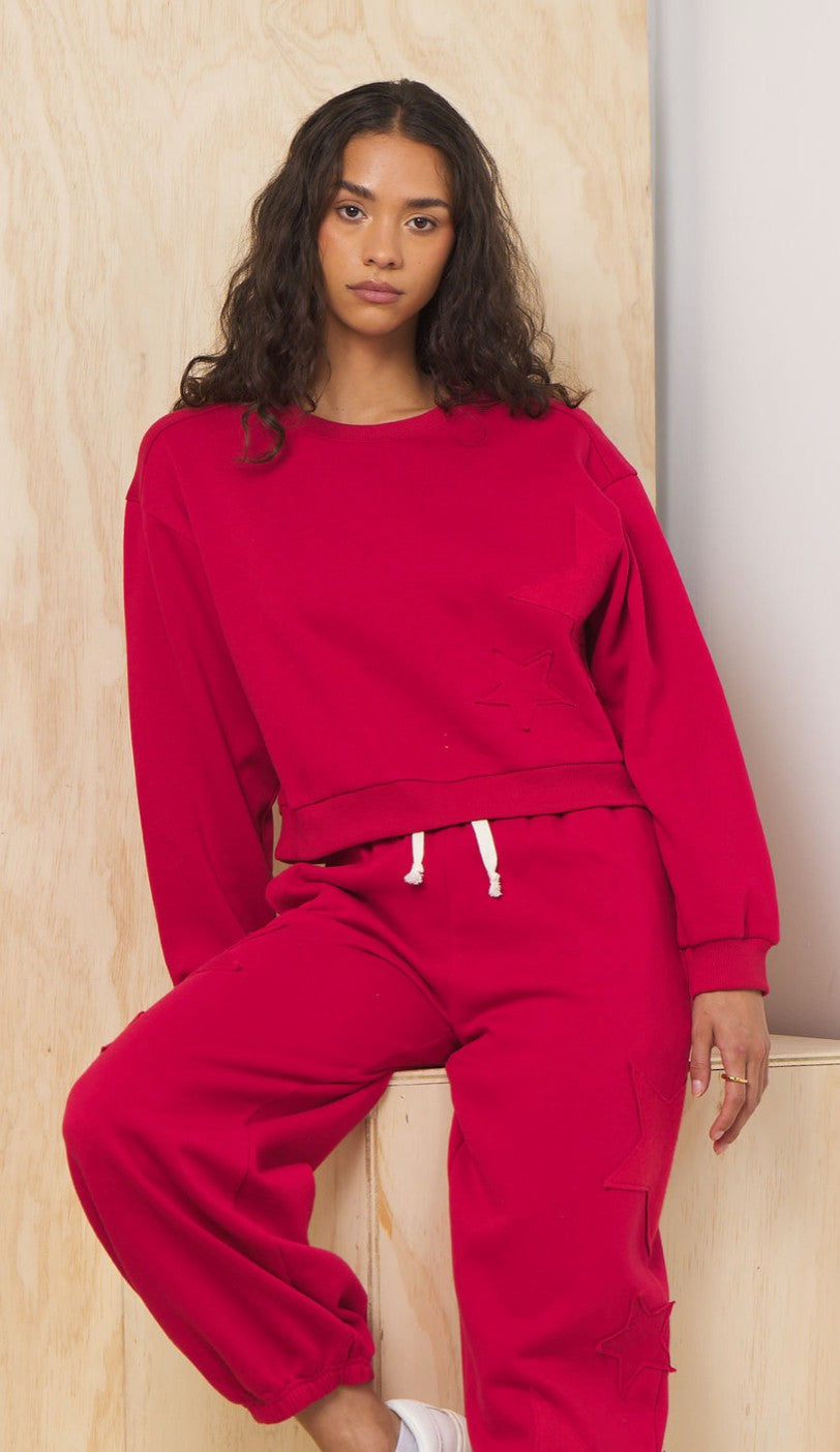 Fleece Crewneck w/ Star Applique | Vintage Havana Clothing