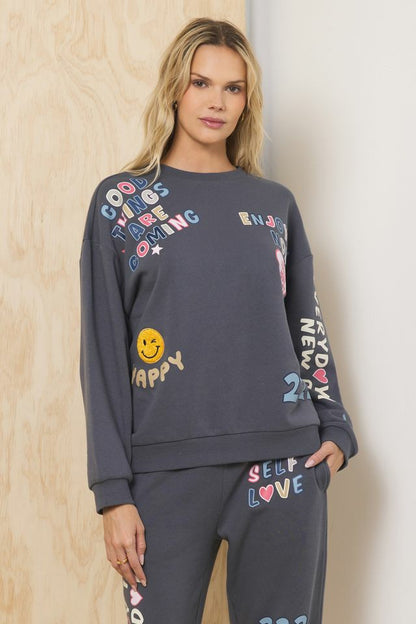 Printed Surf Wash Crew w/ Patches | Vintage Havana Women