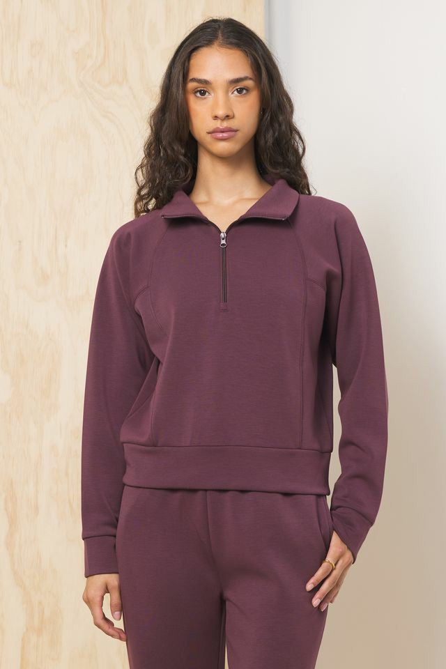 Cloud Fleece Collared Quarter Zip Up | Vintage Havana Clothing