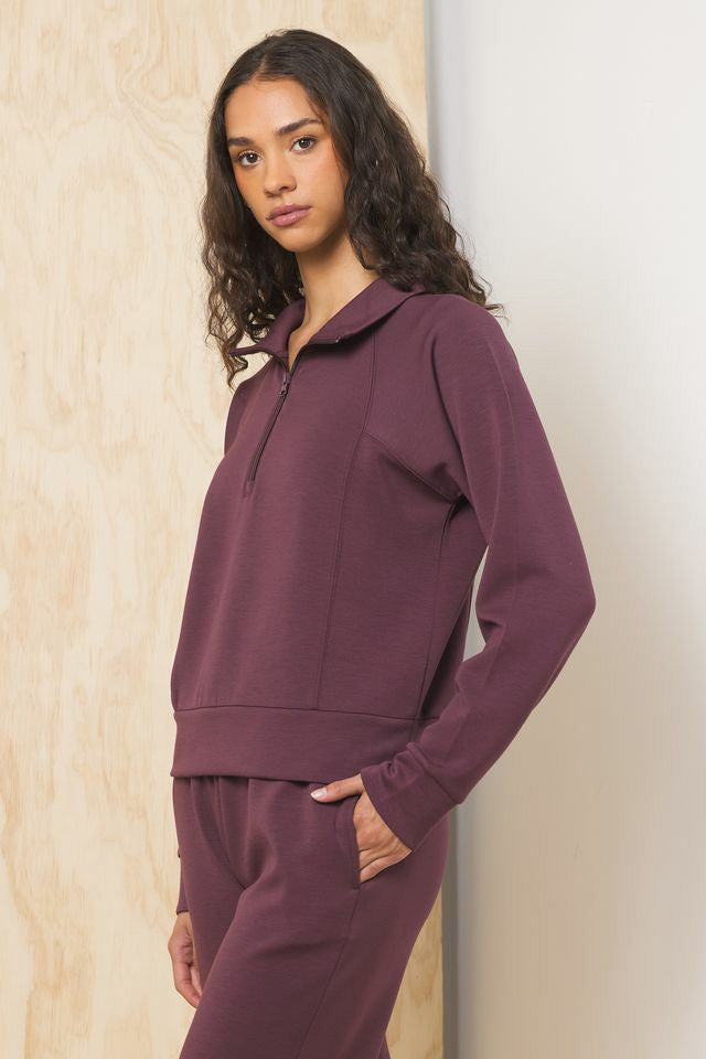 Cloud Fleece Collared Quarter Zip Up | Vintage Havana Clothing