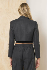 Faux Leather Cropped Blazer | Vintage Havana Clothing