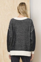 Honeycomb Knit V Neck Sweater | Vintage Havana Clothing