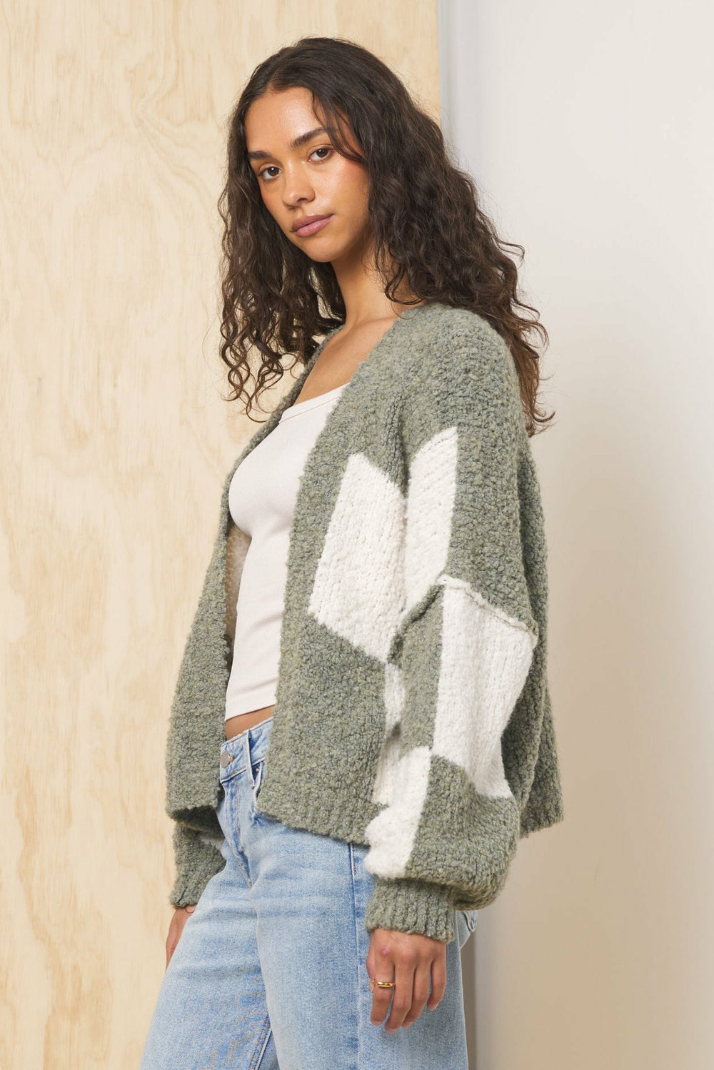 Checkered Knit Cardigan | Vintage Havana Clothing