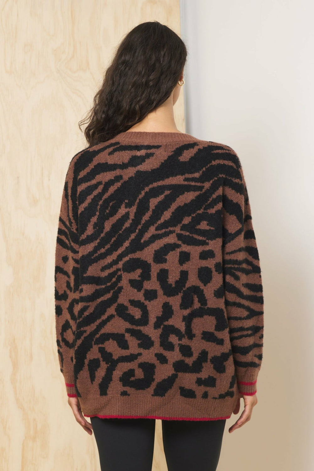 V Neck Jacquard Sweater | Vintage Havana Clothing