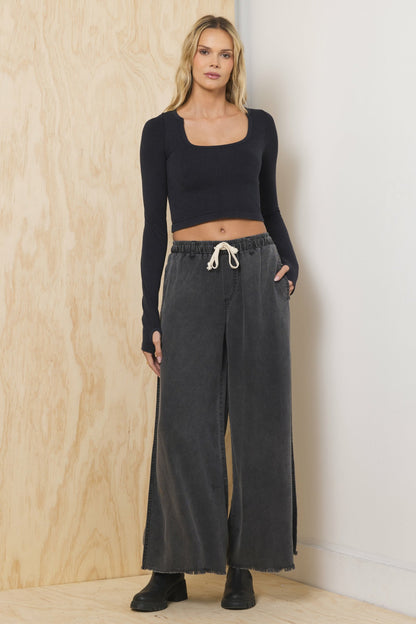 Tencel Wide Leg Pant - Charcoal | Vintage Havana Women