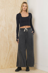 Tencel Wide Leg Pant - Charcoal | Vintage Havana Clothing