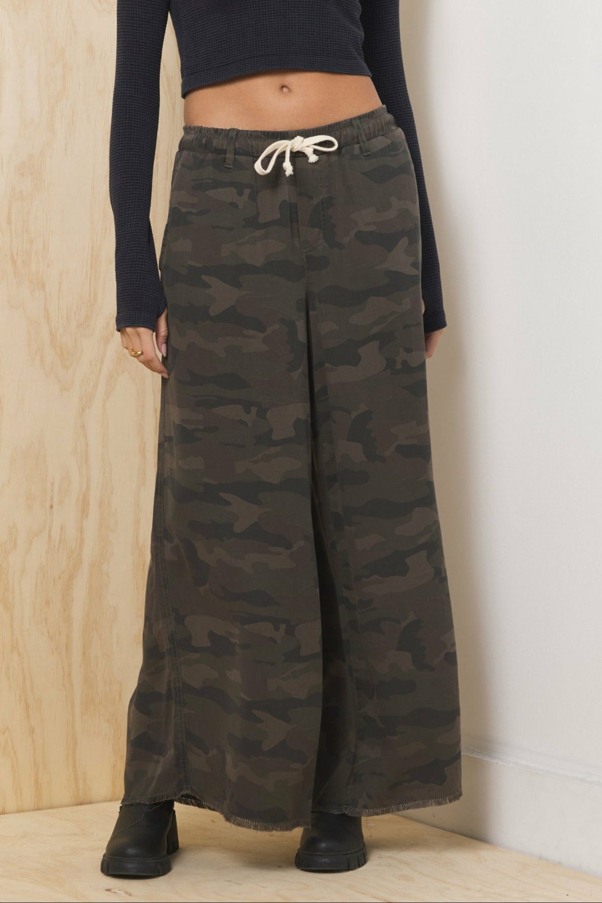 Tencel Wide Leg Pant - Camo | Vintage Havana Clothing