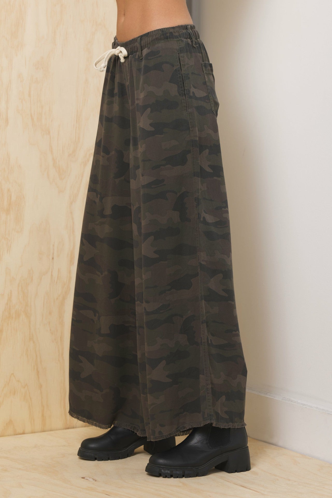 Tencel Wide Leg Pant - Camo | Vintage Havana Clothing