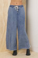 Tencel Wide Leg Pant w/ Contrast | Vintage Havana Clothing