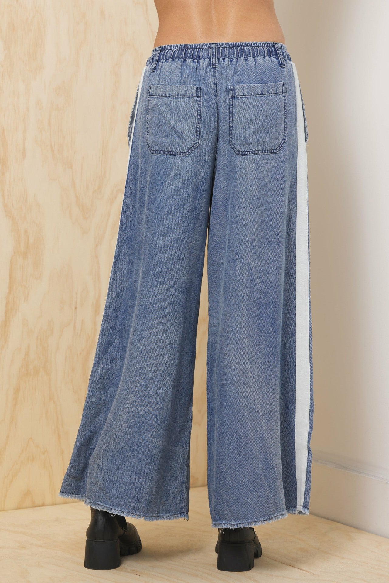 Tencel Wide Leg Pant w/ Contrast | Vintage Havana Clothing