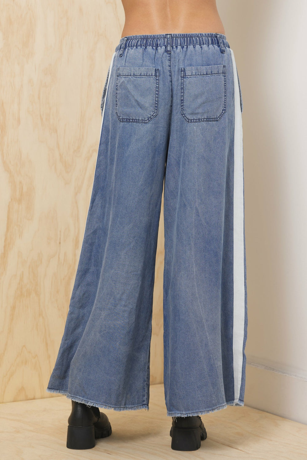 Tencel Wide Leg Pant w/ Contrast | Vintage Havana Clothing