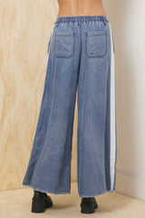 Tencel Wide Leg Pant w/ Contrast | Vintage Havana Clothing