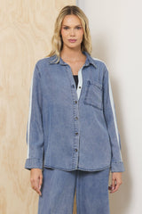 Tencel Shirt w/ Contrast Taping | Vintage Havana Clothing