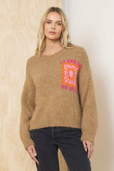 Jacquard Crew Neck Sweater | Vintage Havana Clothing