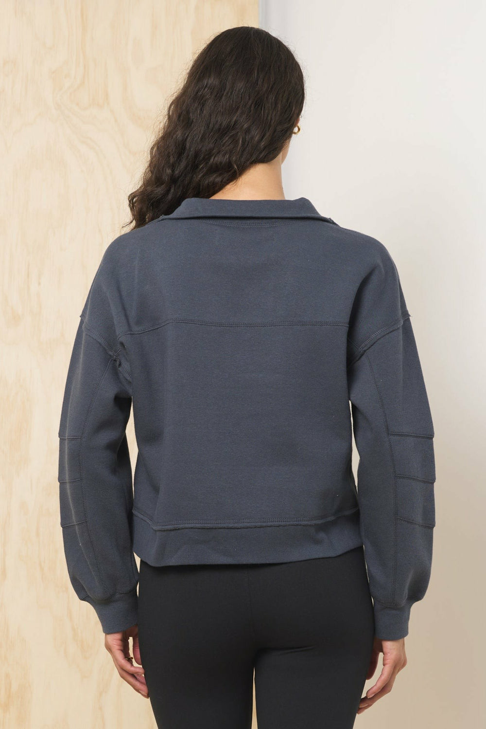Surf Wash Henley Sweatshirt in Charcoal | Vintage Havana Clothing